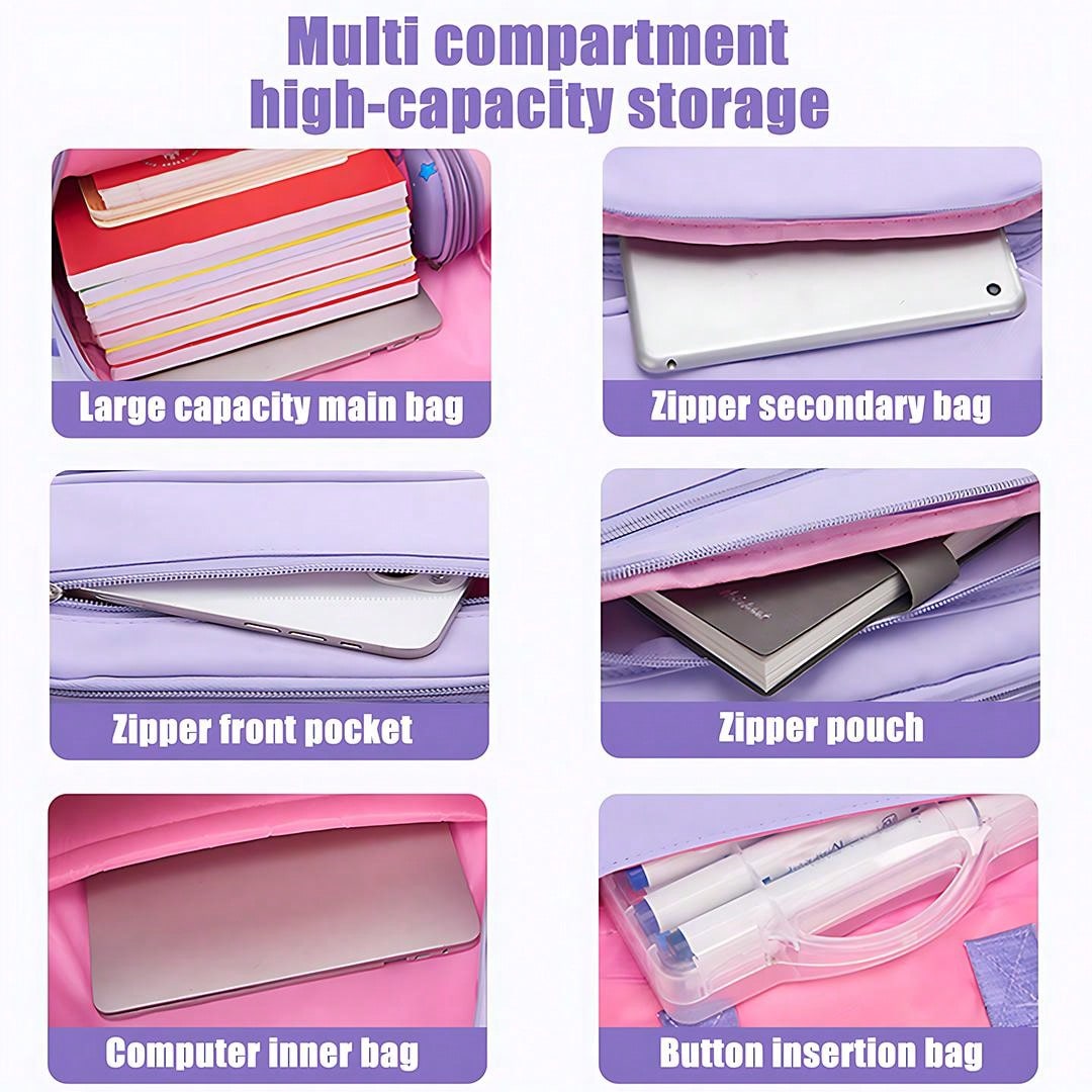 1pc Large Capacity Girls' Backpack, Casual Fashion Backpack, 15.6 Inch Laptop Backpack, Women's Double Shoulder Bag, School Bag, With Luggage Strap, Outdoor Traveling Bag, Suitable For Teenage Girls, School And Travel