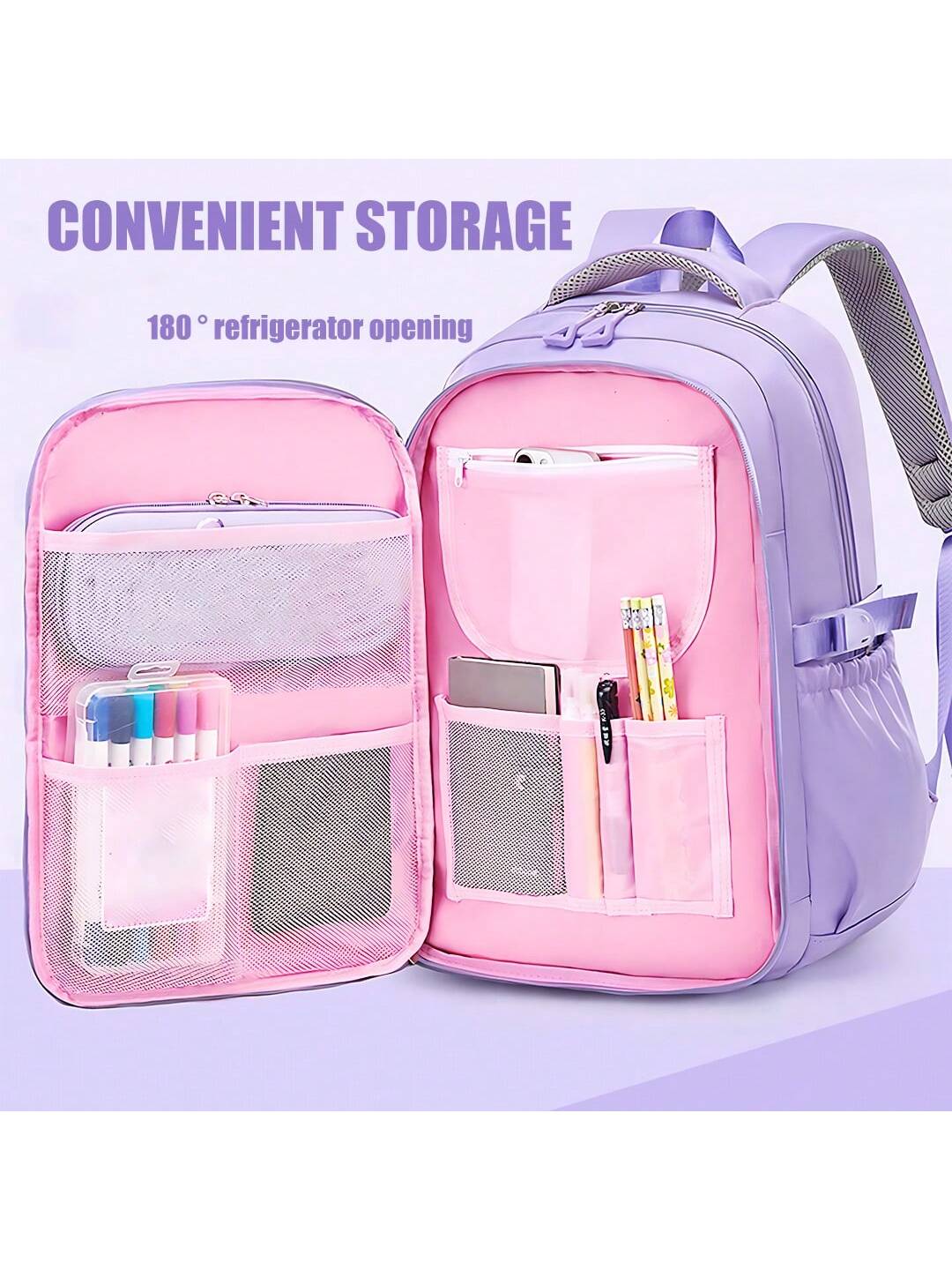 1pc Large Capacity Girls' Backpack, Casual Fashion Backpack, 15.6 Inch Laptop Backpack, Women's Double Shoulder Bag, School Bag, With Luggage Strap, Outdoor Traveling Bag, Suitable For Teenage Girls, School And Travel