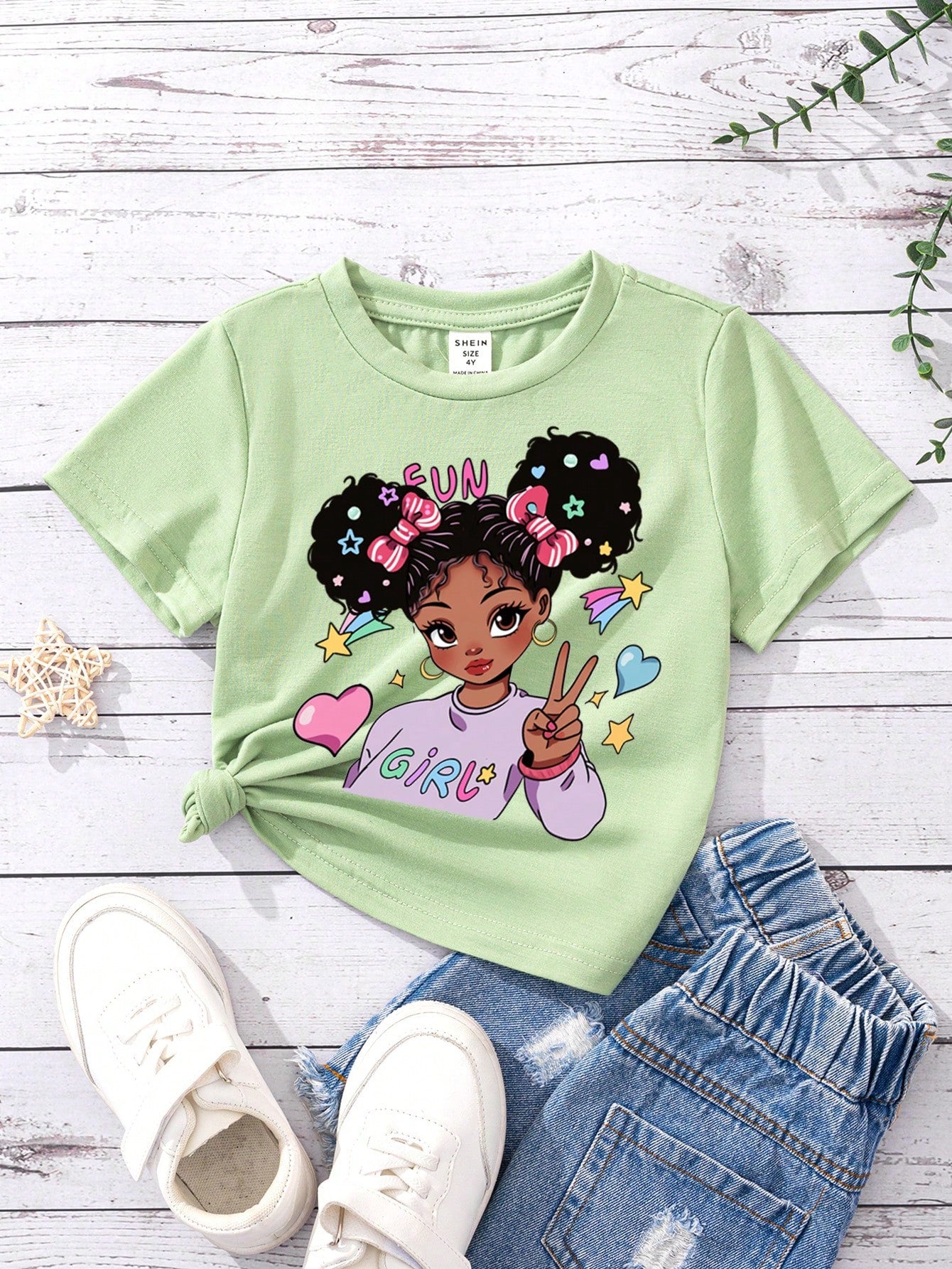 Casual Cartoon Pattern Short Sleeve T-Shirt For Cool, Cute And Young Girls, Suitable For Summer
