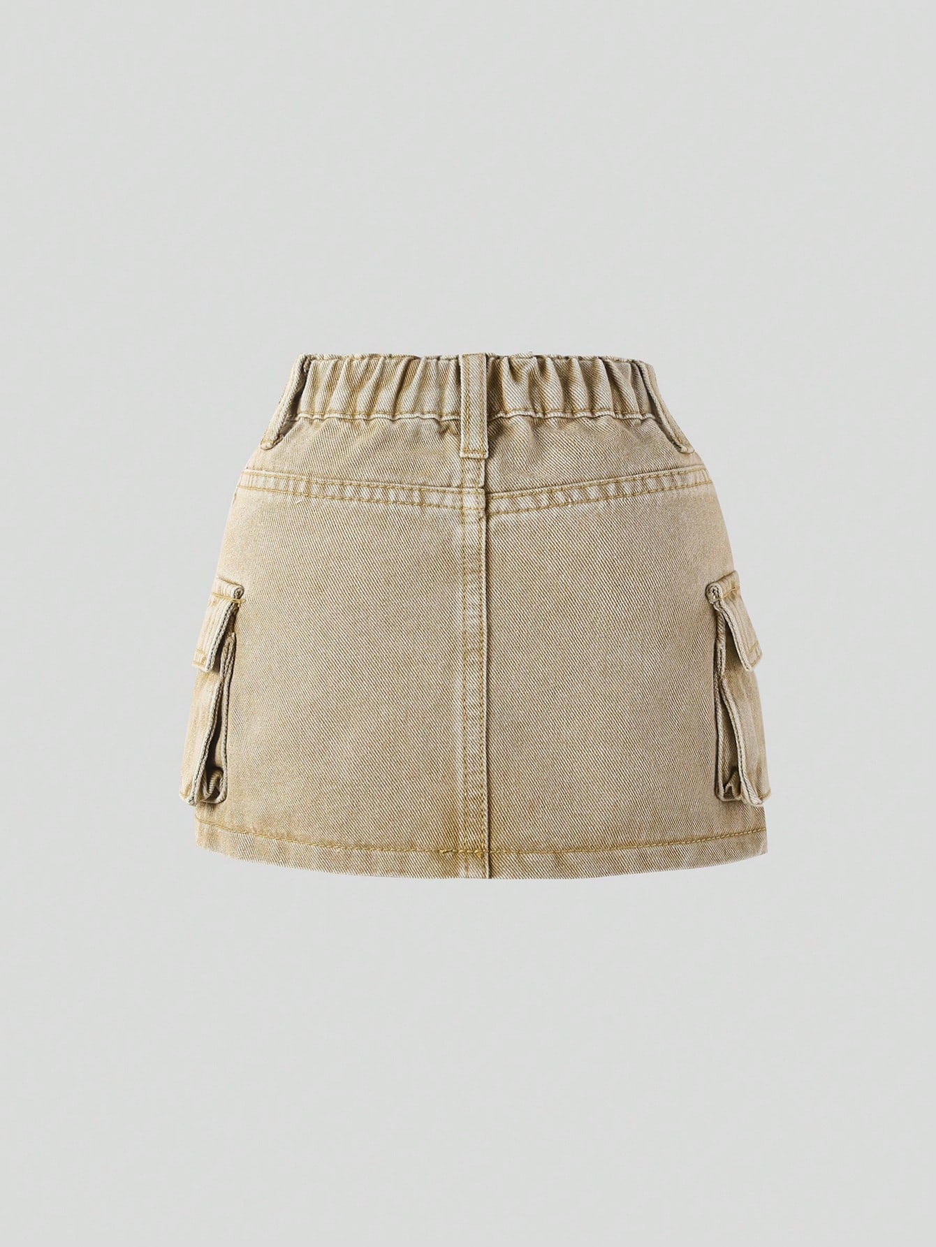 Young Girl Casual Loose Fit Simple Camouflage Print Multi-Pocket Denim Skirt