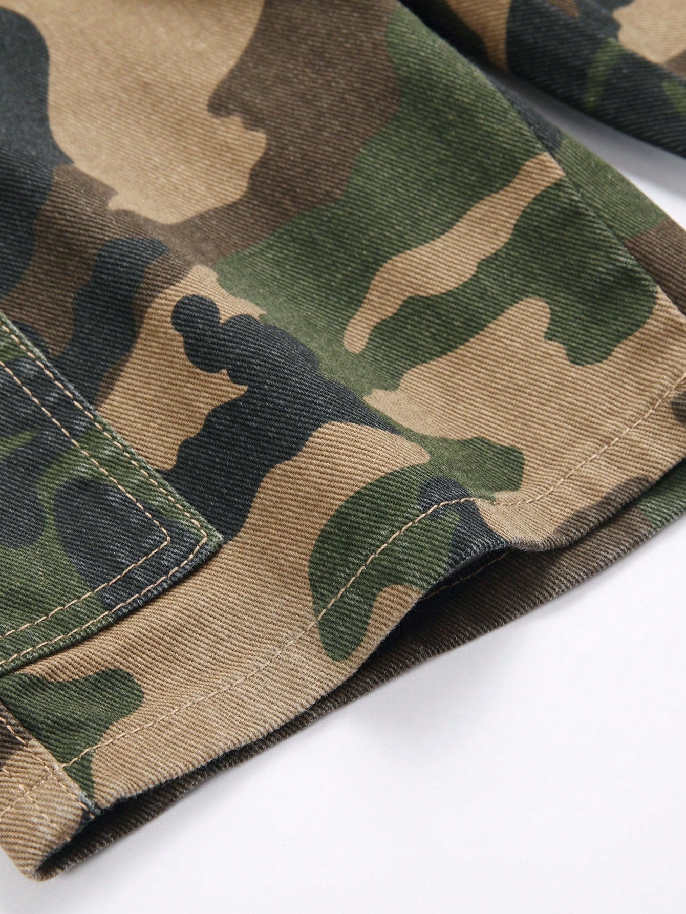 Boys Camouflage Elastic Waist Denim Shorts With Tool Pocket
