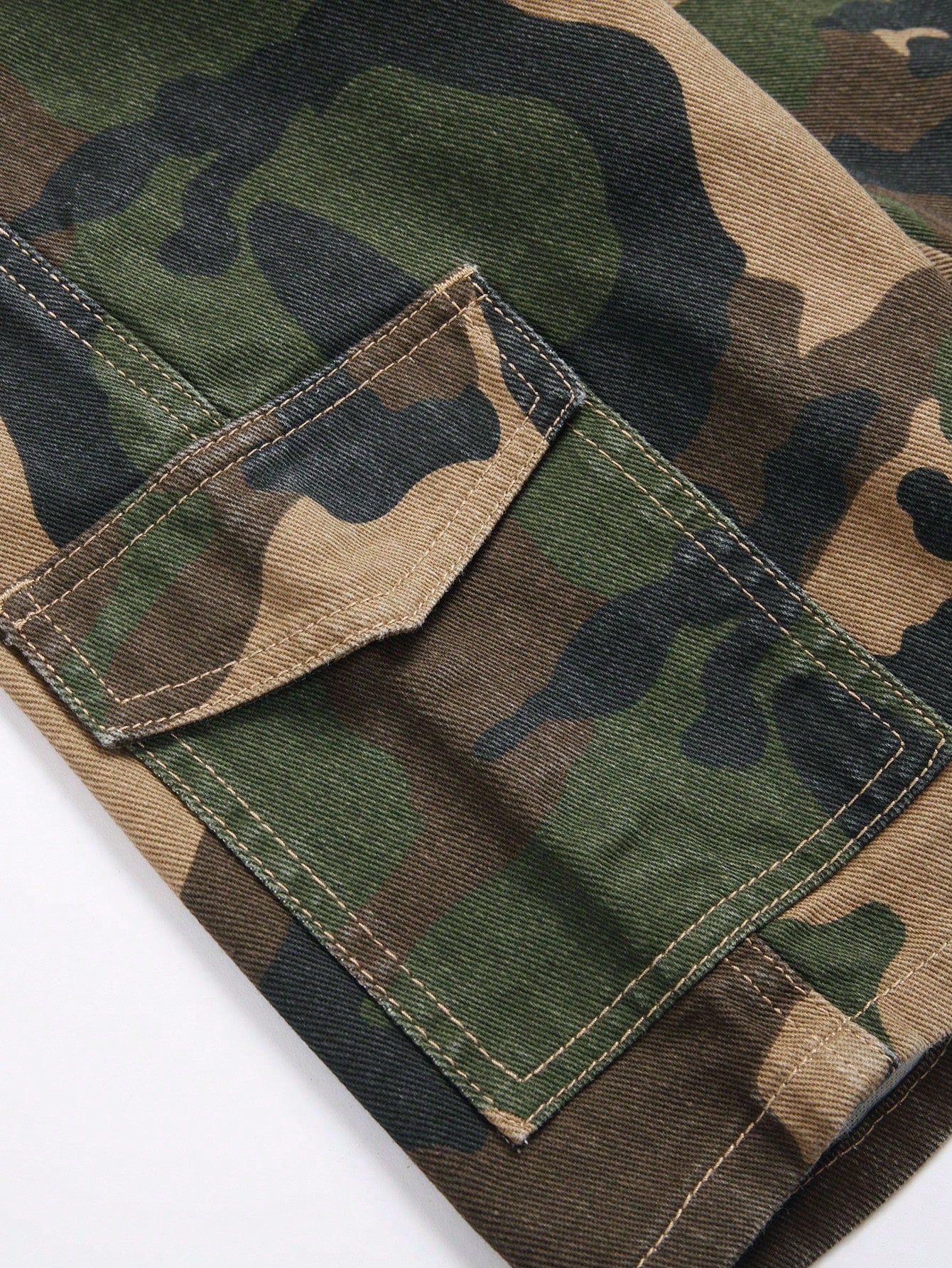 Boys Camouflage Elastic Waist Denim Shorts With Tool Pocket