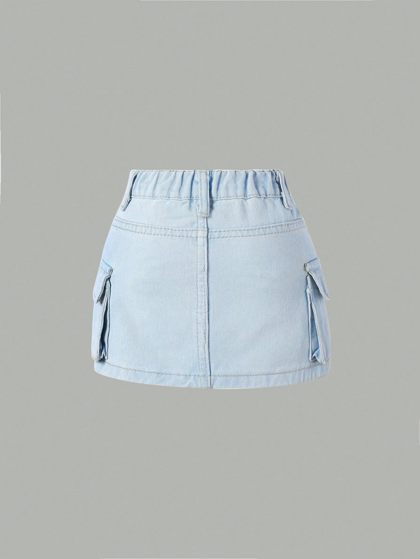 Young Girl Casual Loose Fit Simple Camouflage Print Multi-Pocket Denim Skirt