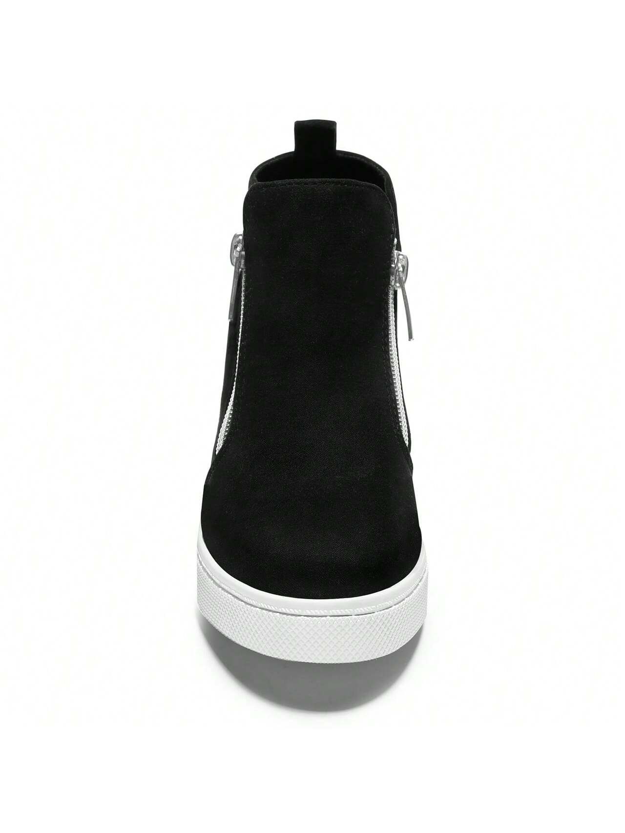 Festooning Girls Platform Wedges High Top Sneakers For Girl Nonslip Fashion Shoes With Double Side Zippers