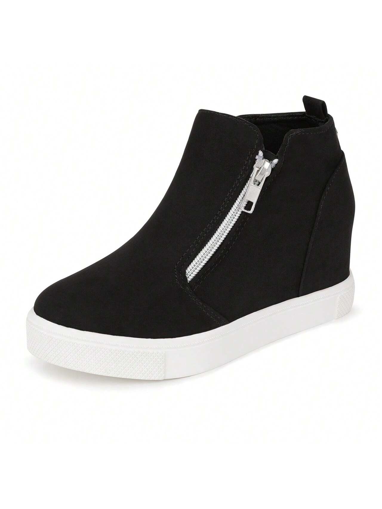 Festooning Girls Platform Wedges High Top Sneakers For Girl Nonslip Fashion Shoes With Double Side Zippers