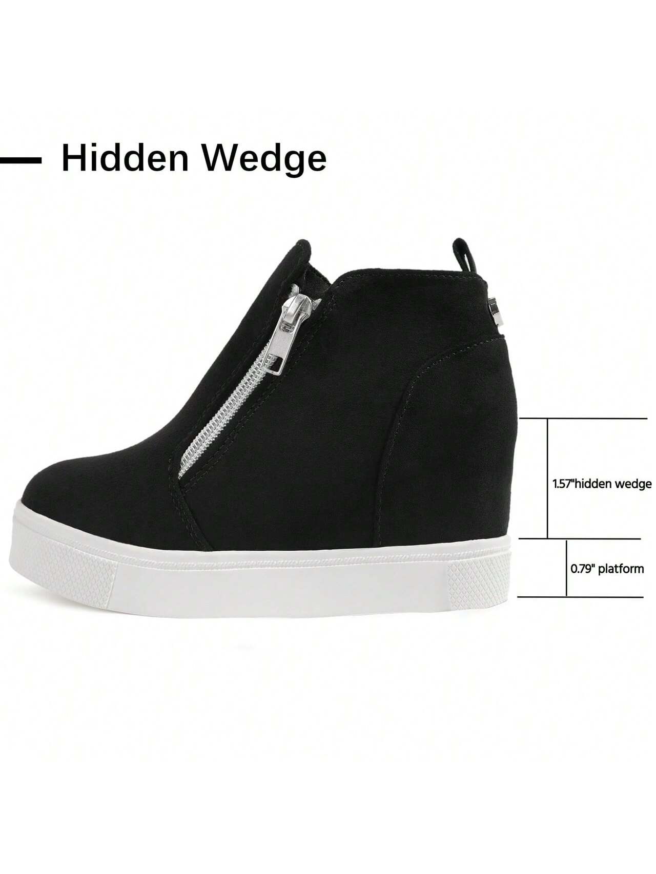 Festooning Girls Platform Wedges High Top Sneakers For Girl Nonslip Fashion Shoes With Double Side Zippers