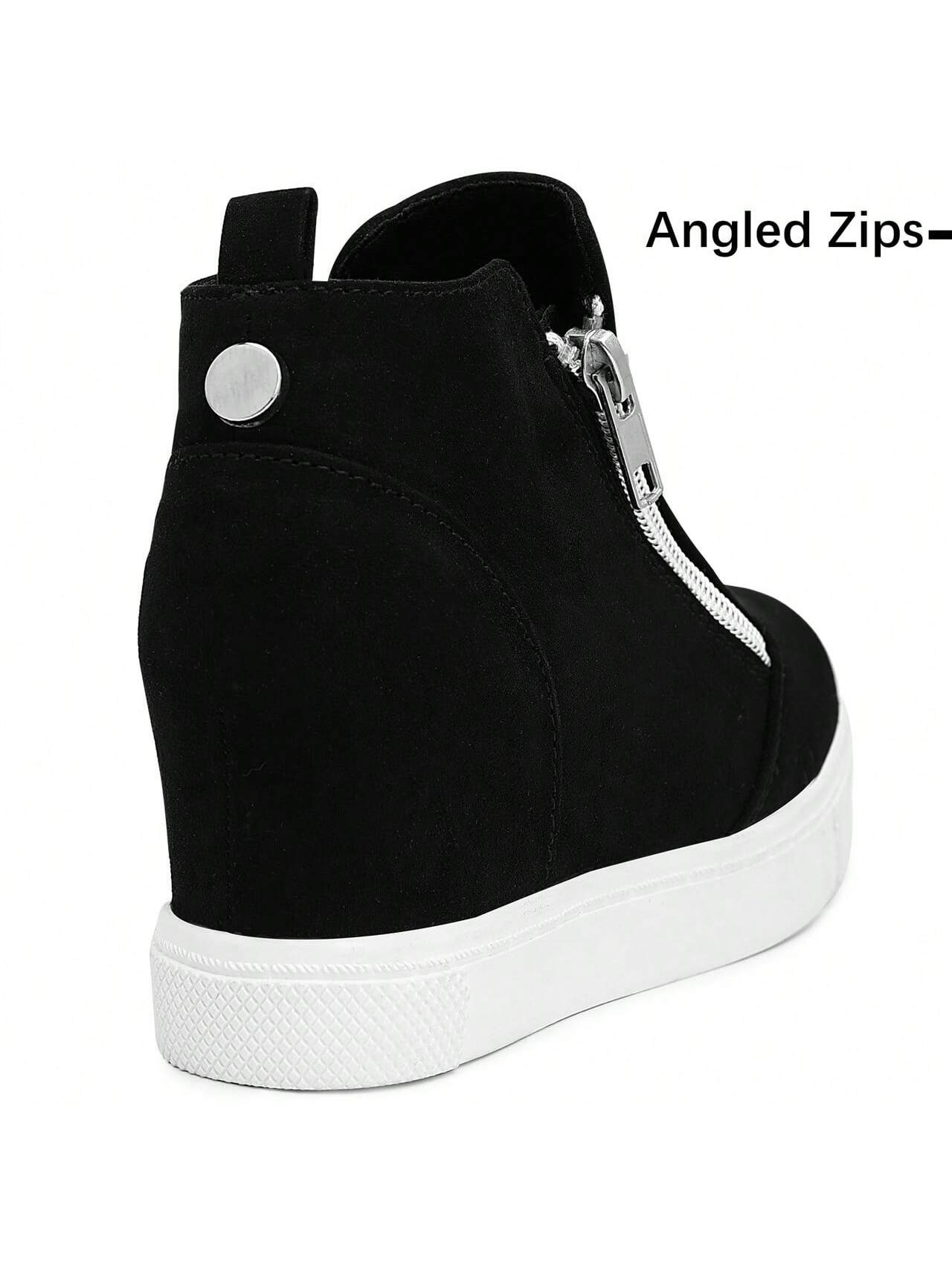 Festooning Girls Platform Wedges High Top Sneakers For Girl Nonslip Fashion Shoes With Double Side Zippers