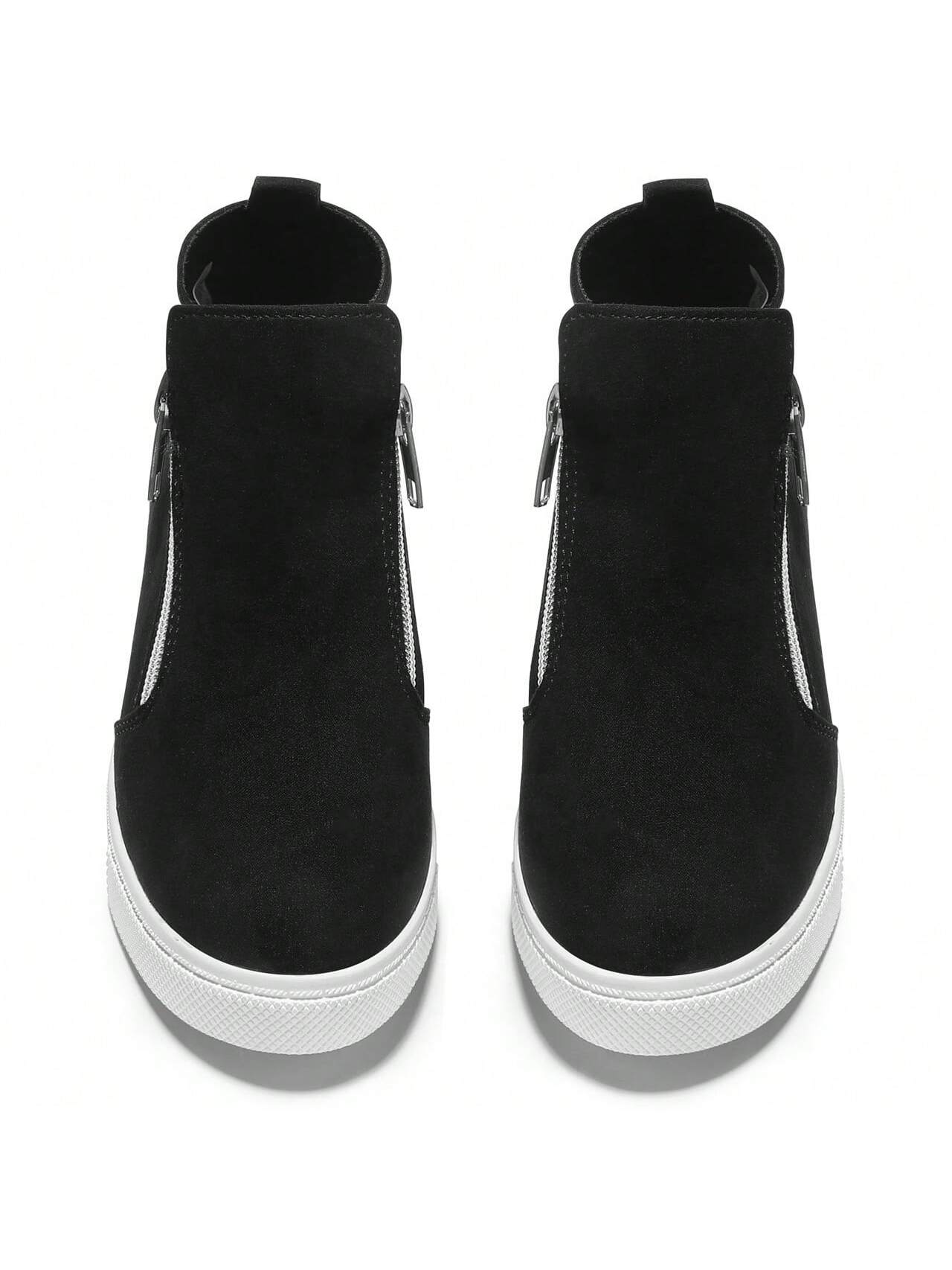 Festooning Girls Platform Wedges High Top Sneakers For Girl Nonslip Fashion Shoes With Double Side Zippers