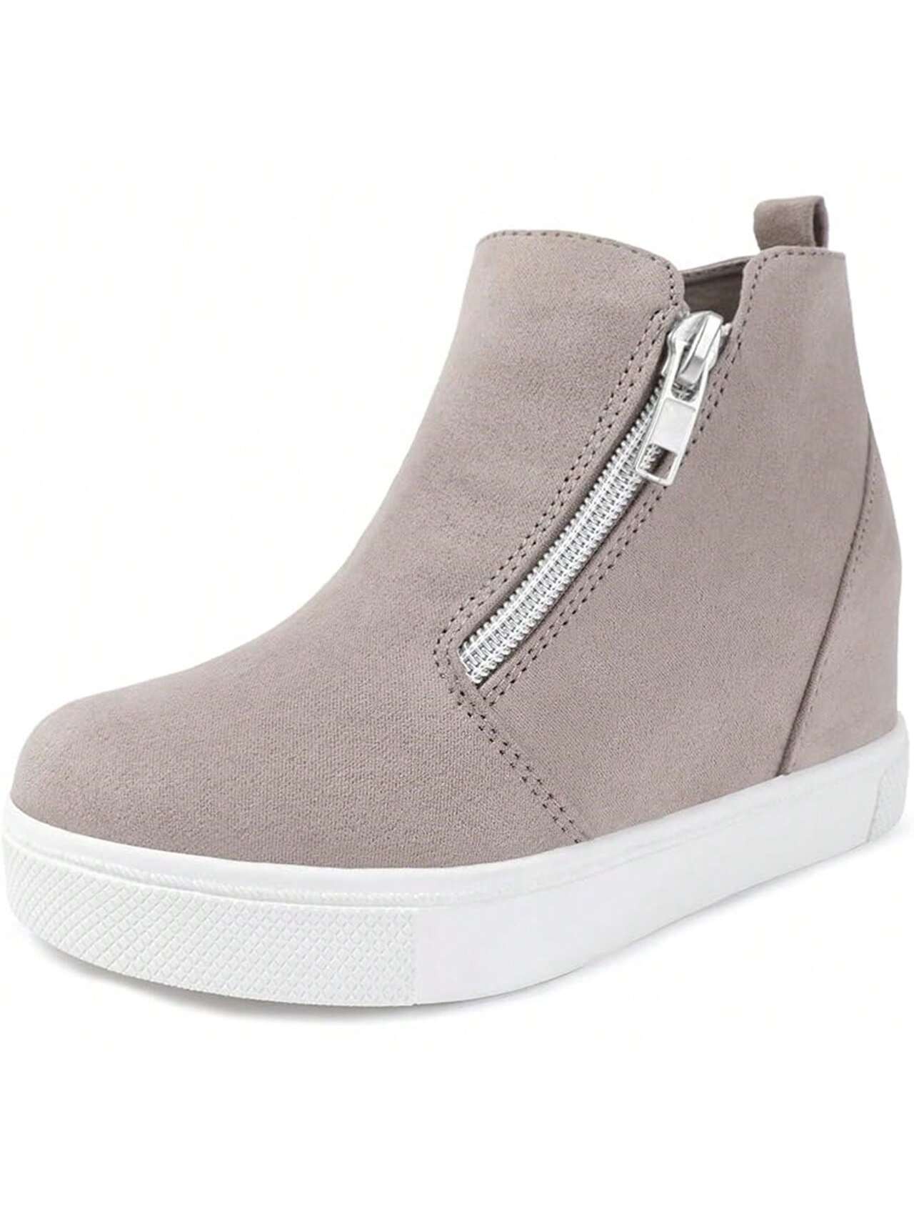 Festooning Girls Platform Wedges High Top Sneakers For Girl Nonslip Fashion Shoes With Double Side Zippers