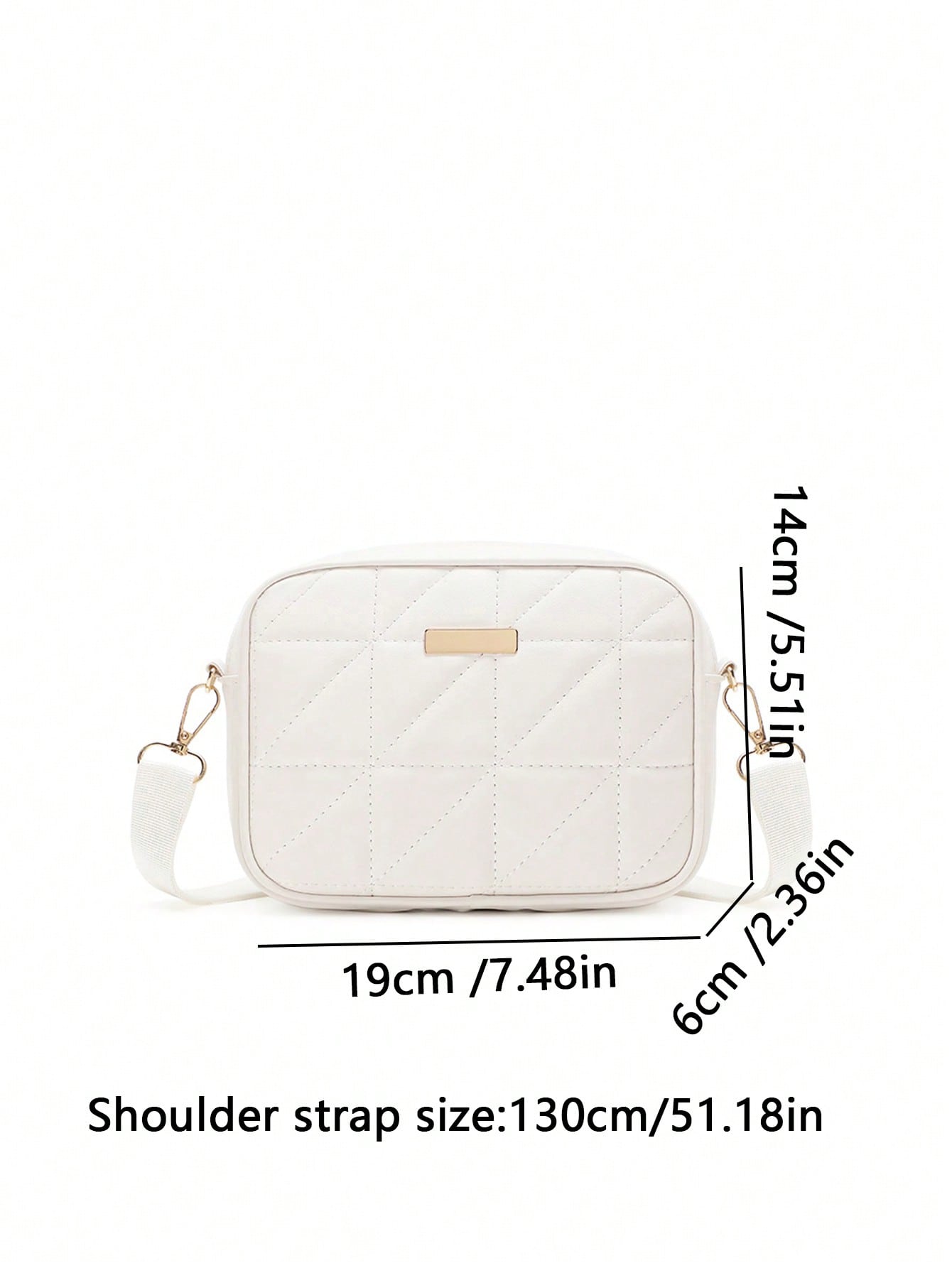 Quilted Square Crossbody Bag, Classic Metal Decor Zipper Purse, Women's Faux Leather Shoulder Bag