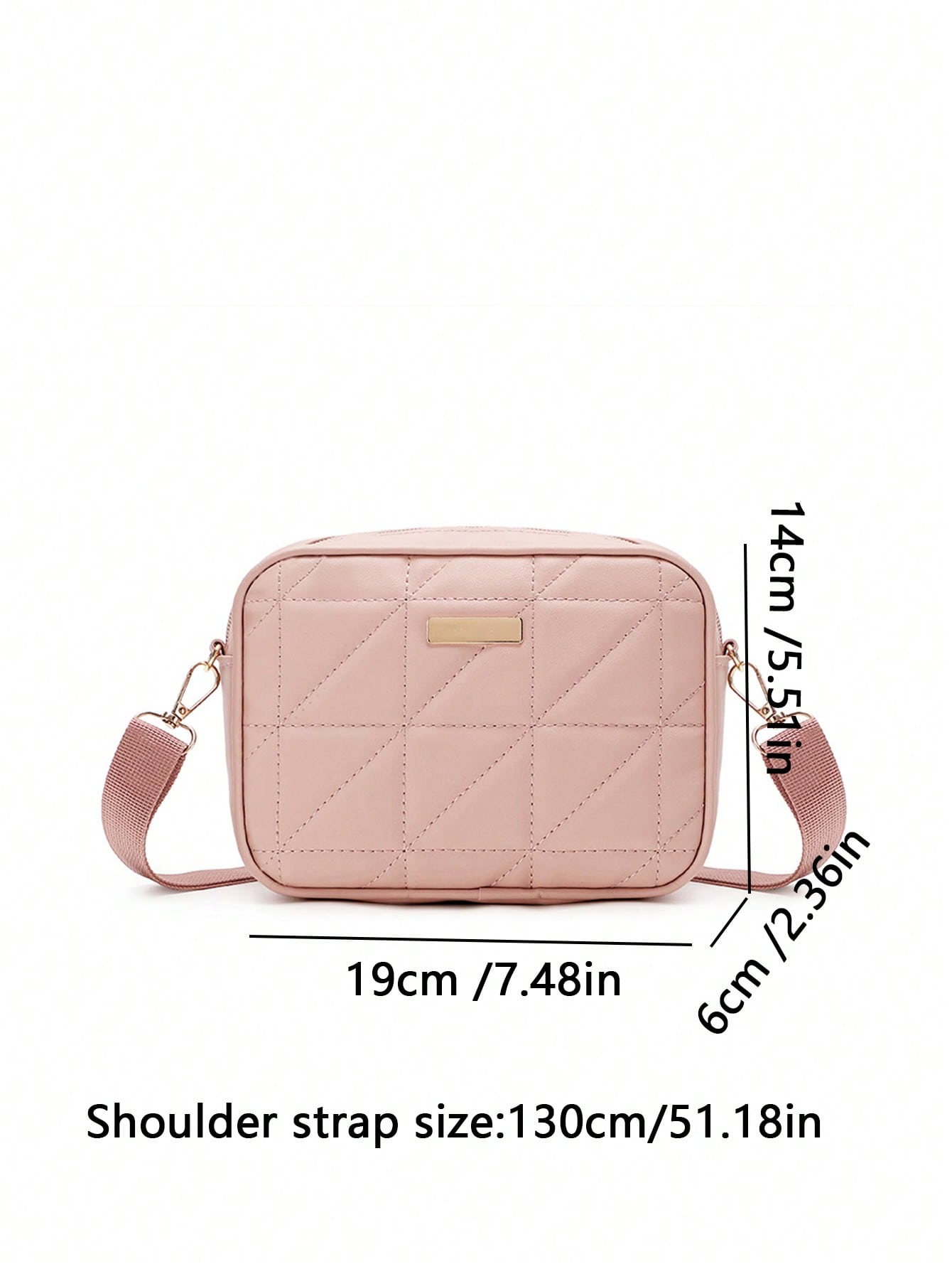 Quilted Square Crossbody Bag, Classic Metal Decor Zipper Purse, Women's Faux Leather Shoulder Bag