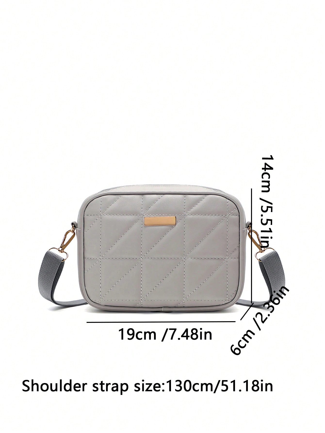 Quilted Square Crossbody Bag, Classic Metal Decor Zipper Purse, Women's Faux Leather Shoulder Bag