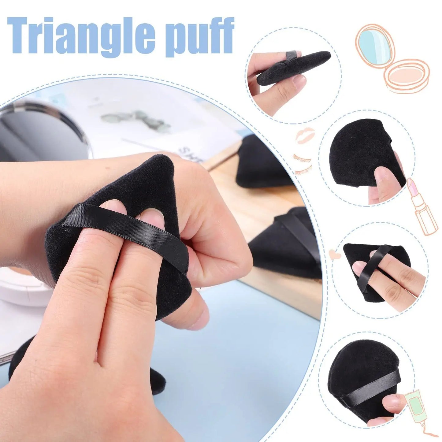 5/10/15/30/50Pcs Mini Portable Triangle Powder Puff Dry Soft Sponges Loose Powder Setting Makeup Air Puff Tools