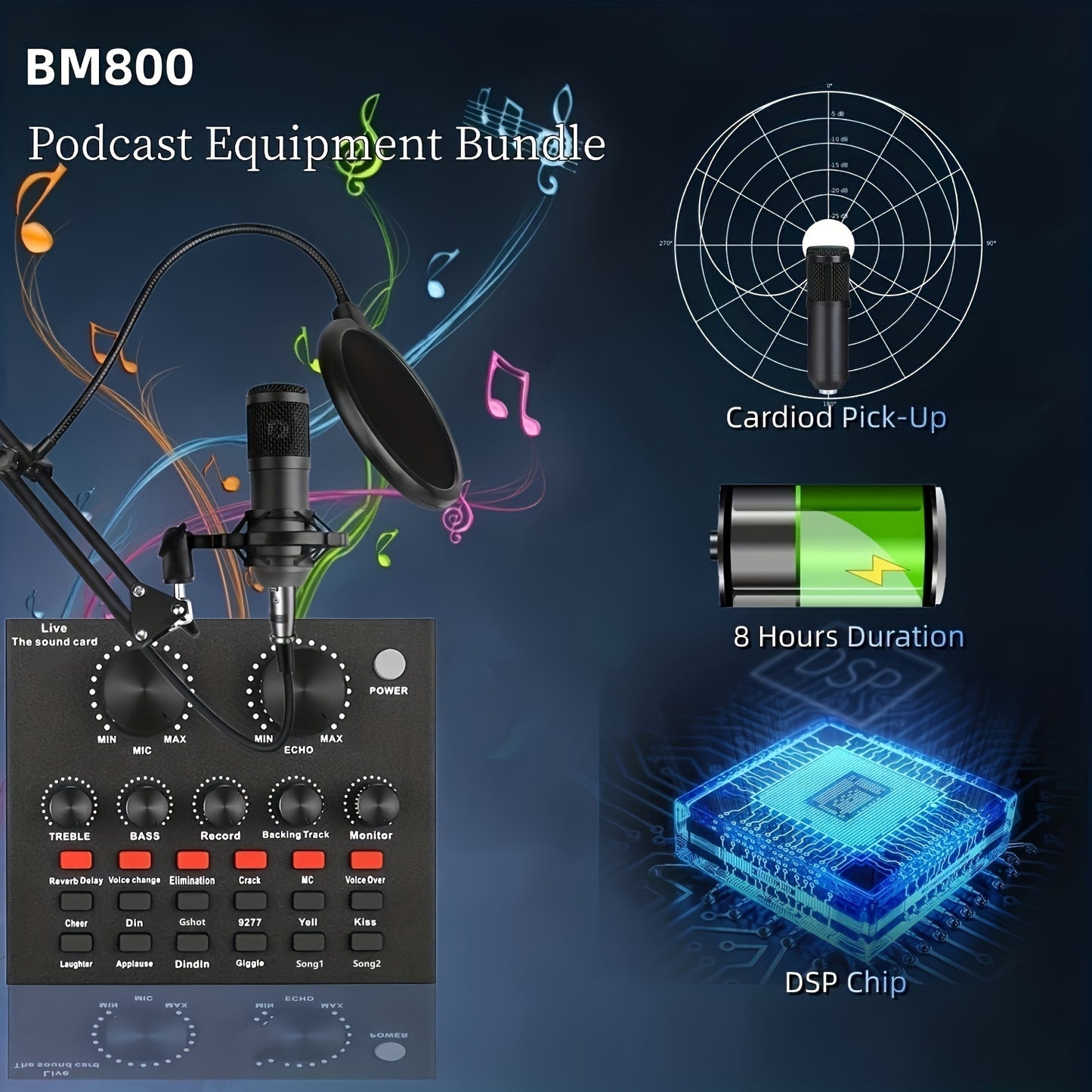 Podcast Equipment Bundle, Audio Interface With All-In-One DJ Mixer And Studio Broadcast Microphone, Perfect For Recording,Live Streaming,Gaming,Compatible With PC,Smartphone