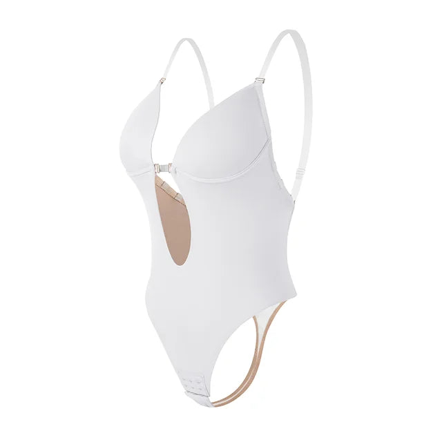 Bodysuit Shapewear Deep V-Neck Body Shaper Backless U Plunge Thong Shapers Waist Trainer Women Clear Strap Padded Push Up Corset