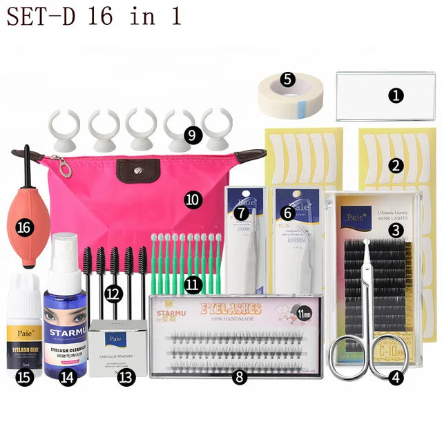 False Eyelash Extension Training Kit Exercise Practice Mannequin Head Set Grafting Eyelash Tools Kit Eye Lashes Grafting