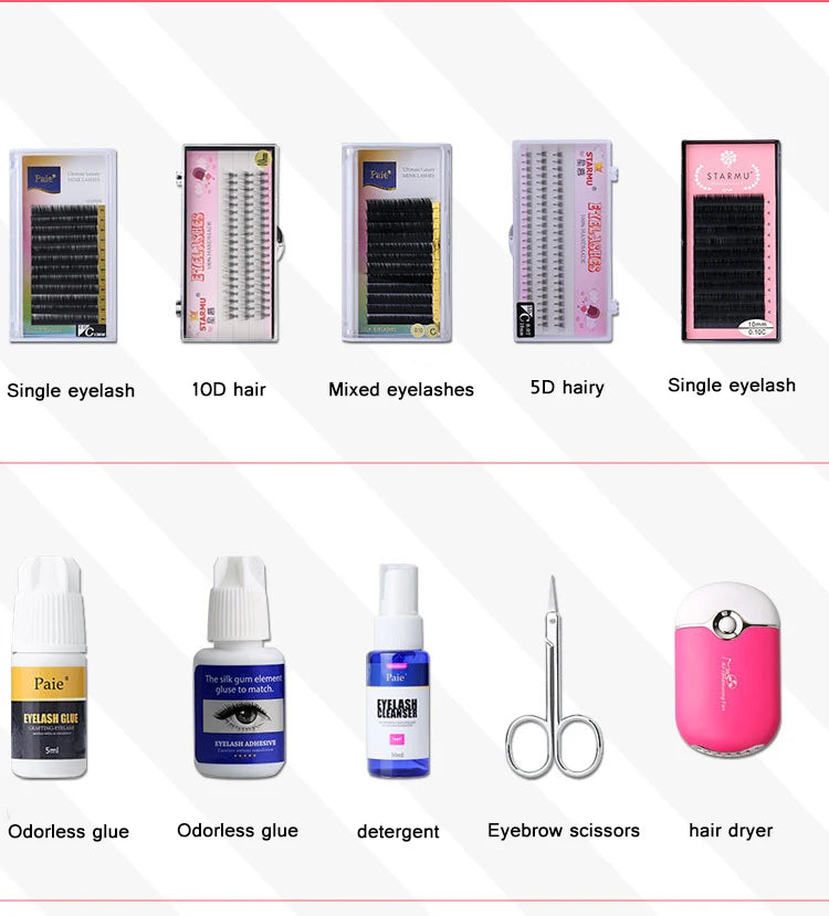 False Eyelash Extension Training Kit Exercise Practice Mannequin Head Set Grafting Eyelash Tools Kit Eye Lashes Grafting