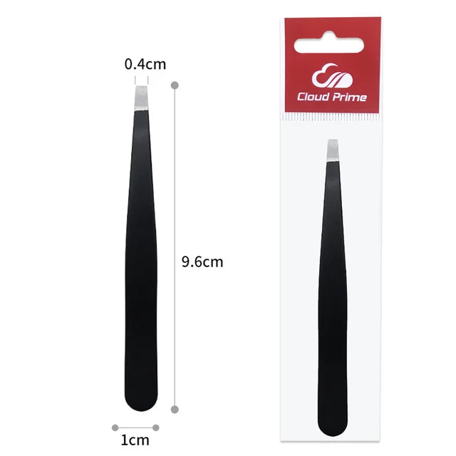 Hair Removal Tweezers Stainless Steel Eyebrow Tweezers Pink Slanted Black Tip Point Face Harmless Makeup Beauty Tool Black