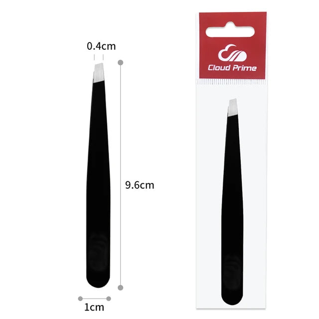Hair Removal Tweezers Stainless Steel Eyebrow Tweezers Pink Slanted Black Tip Point Face Harmless Makeup Beauty Tool Black