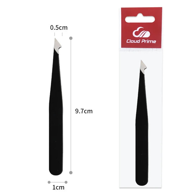 Hair Removal Tweezers Stainless Steel Eyebrow Tweezers Pink Slanted Black Tip Point Face Harmless Makeup Beauty Tool Black
