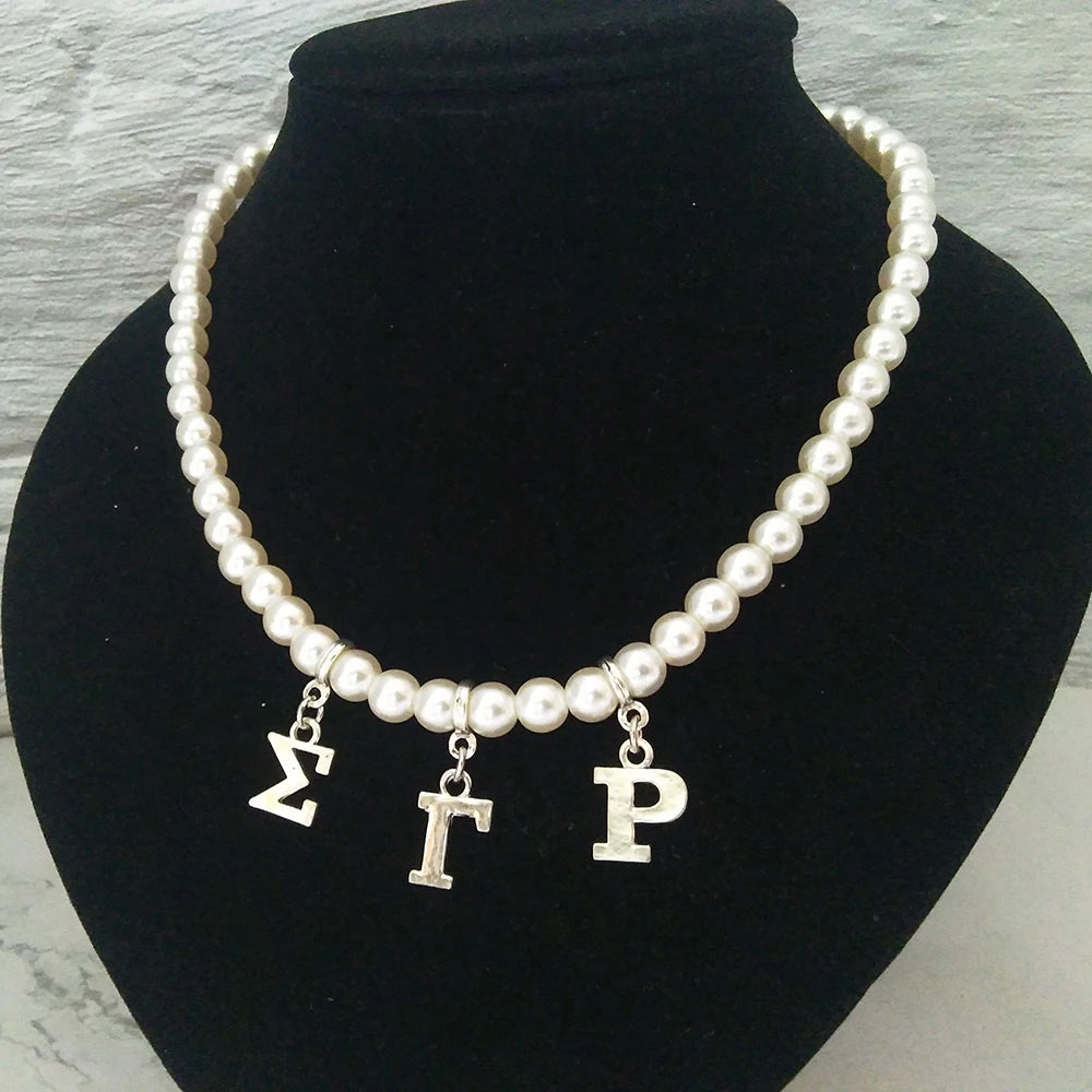 Academy organization Greek alphabet all pearl necklace