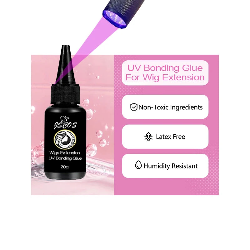 2pcs Kit 20g UV Wigs Extension glue UV Light Hair Extensions System Set Wig Hair UV Glue And Extension Sticker Kit