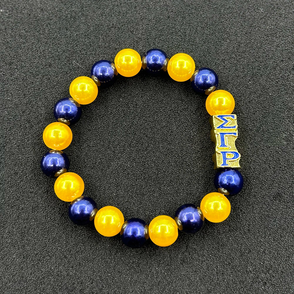 Metal Greek Letter Pendant SGR Association Logo Large Hole Bead Bracelet