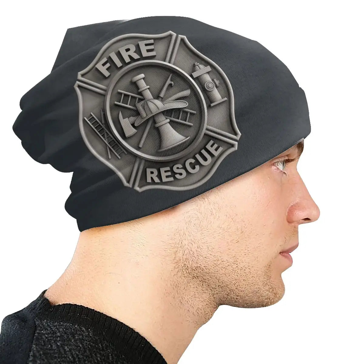 Fireman Fire Rescue Autumn Spring Hats Retro Thin Hat Bonnet Special Skullies Beanies Caps Men Women's Earmuffs