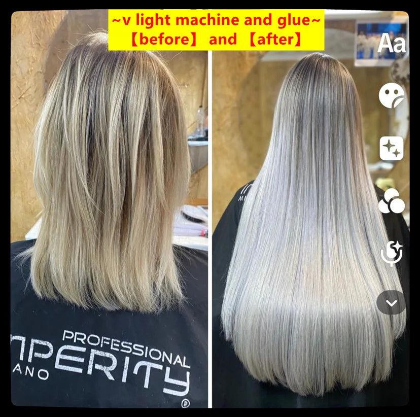 2024~2025  latest hair extension tool 10D hair extension  resin Glue v light machine v light glue uv led light