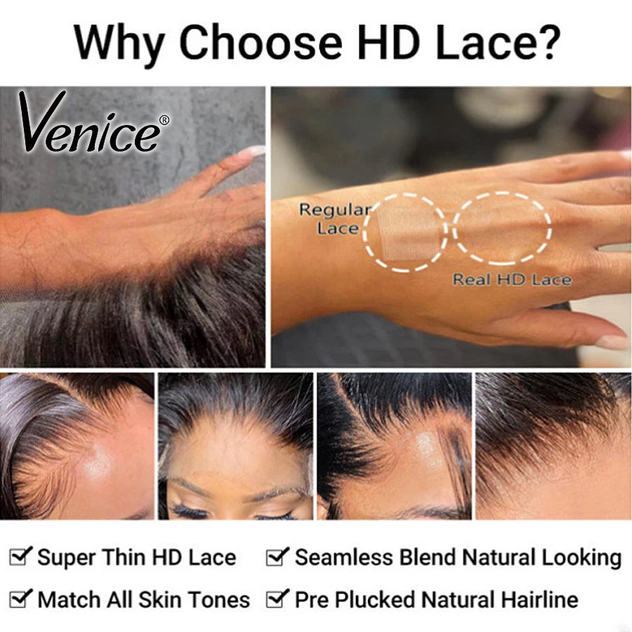 Venice 5x5 HD Lace Closure Straight Human Hair Free Part 6x6 7x7 Real HD Lace Frontal Closure Only PrePlucked Natural For Women