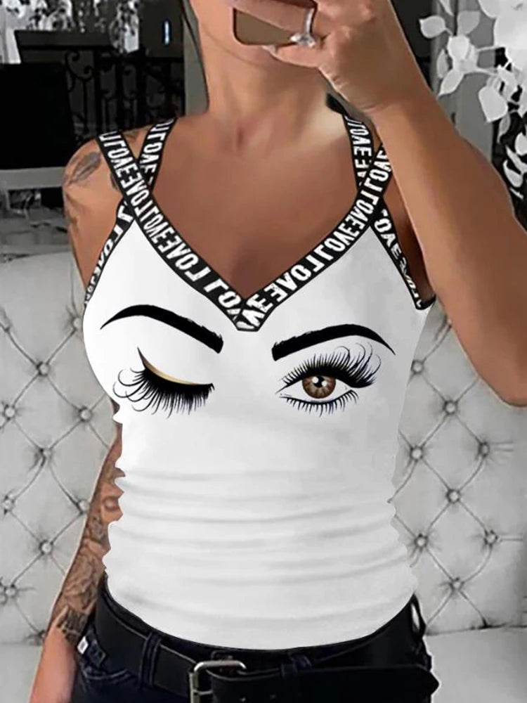 Fashion Women's Tank Top Camisole Glitter Rhinestone V-Neck Cami Tops Cross Strap Vest for Female Night Club Wear Summer Clothes