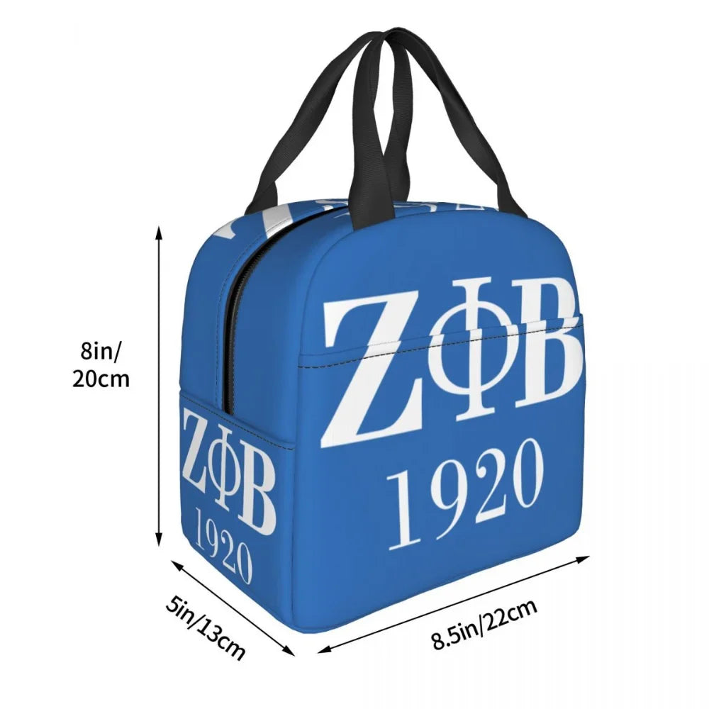 Zeta Phi Beta Insulated Lunch Bags for Work School Resuable Thermal Cooler Food Lunch Box Women Kids Picnic Tote Bags