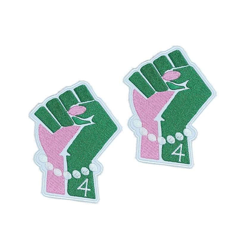 Small Size embroidery letter Sorority AKA 1908 Pink & Green Pretty Girl Ivy Pearl SKEEWEE Love Ivy Embroidered Iron on Patches