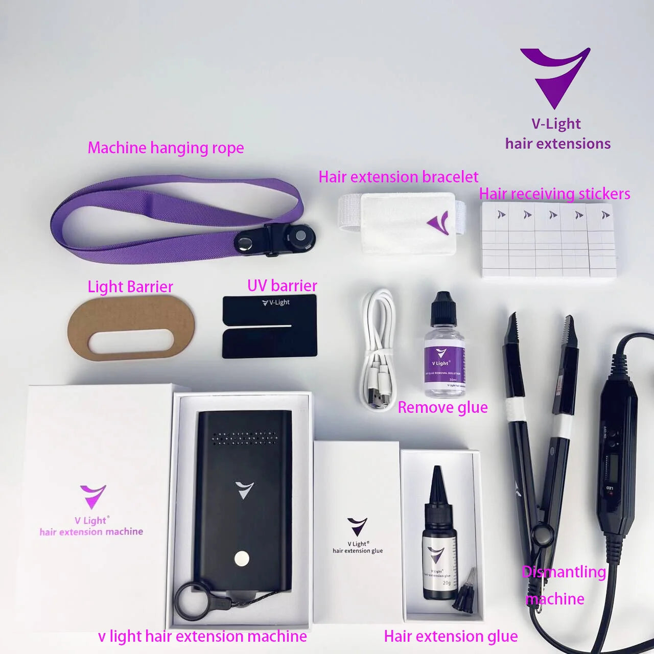 2024~2025  latest hair extension tool 10D hair extension  resin Glue v light machine v light glue uv led light