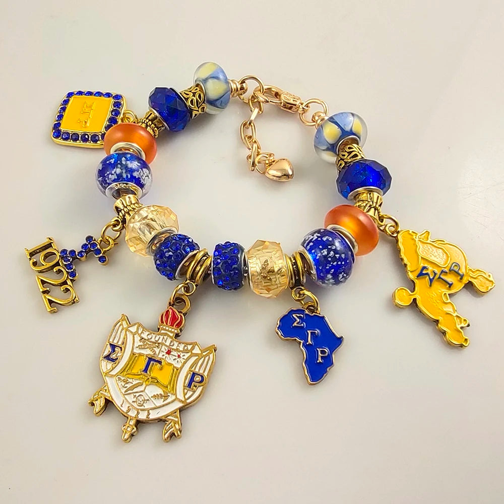 SGR Club Logo Poodle Greek Alphabet Badge Girls' Association Bracelet