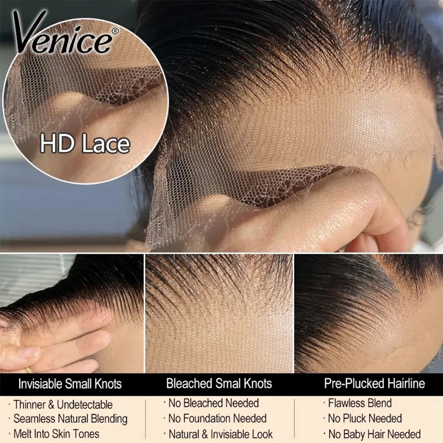 Venice 5x5 HD Lace Closure Straight Human Hair Free Part 6x6 7x7 Real HD Lace Frontal Closure Only PrePlucked Natural For Women