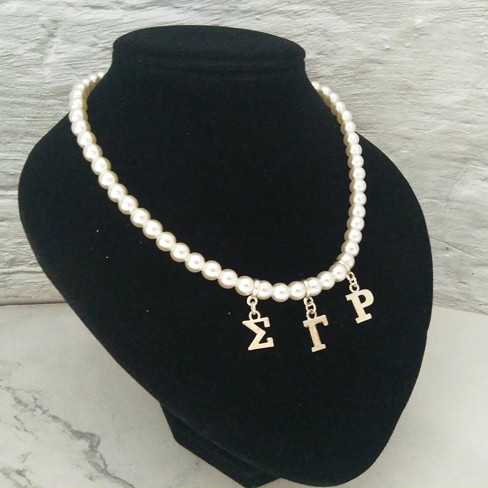 Academy organization Greek alphabet all pearl necklace