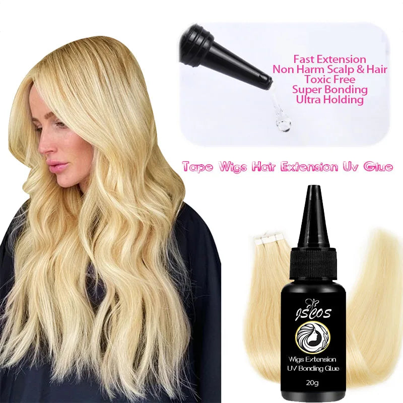 2pcs Kit 20g UV Wigs Extension glue UV Light Hair Extensions System Set Wig Hair UV Glue And Extension Sticker Kit
