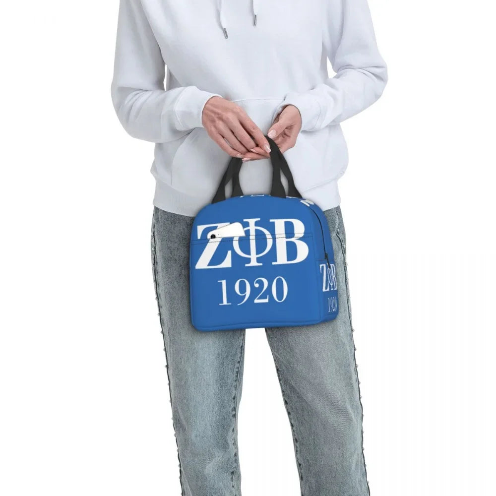 Zeta Phi Beta Insulated Lunch Bags for Work School Resuable Thermal Cooler Food Lunch Box Women Kids Picnic Tote Bags