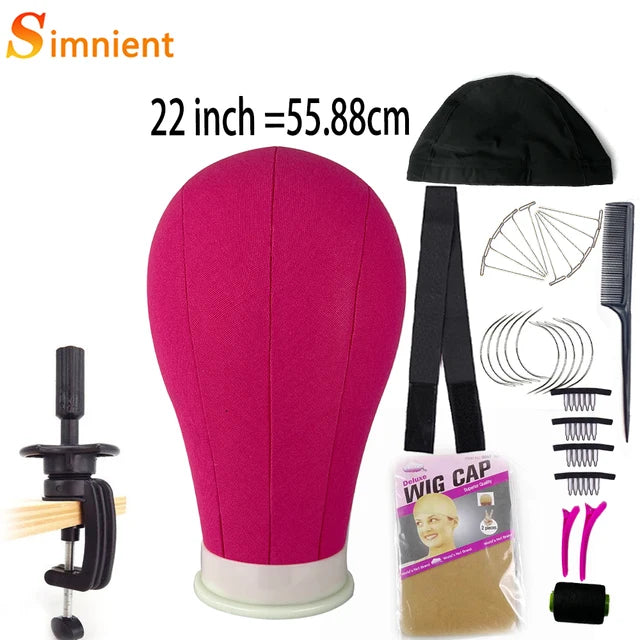 Training Mannequin Head Canvas Block Head Display Styling Mannequin Manikin Head WigTripod Stand Free Get T Pins Wig Install Kit
