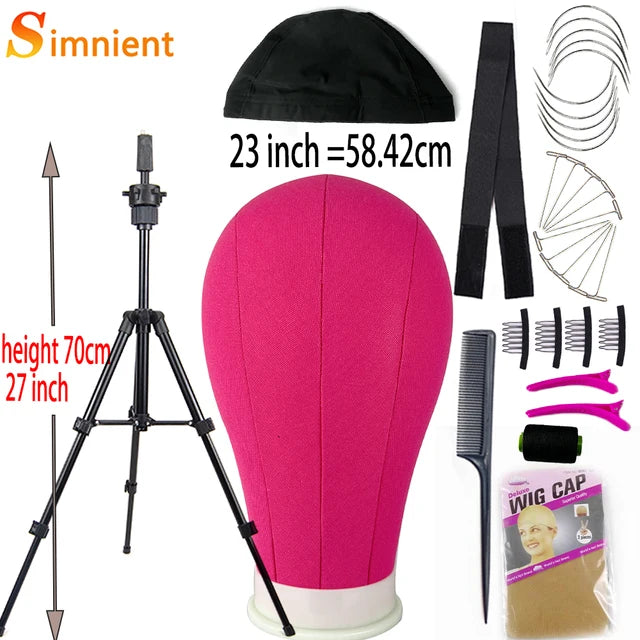 Training Mannequin Head Canvas Block Head Display Styling Mannequin Manikin Head WigTripod Stand Free Get T Pins Wig Install Kit