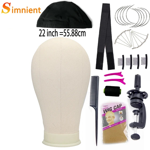 Training Mannequin Head Canvas Block Head Display Styling Mannequin Manikin Head WigTripod Stand Free Get T Pins Wig Install Kit
