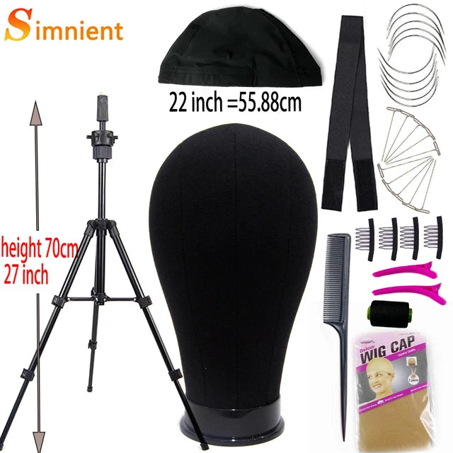 Training Mannequin Head Canvas Block Head Display Styling Mannequin Manikin Head WigTripod Stand Free Get T Pins Wig Install Kit