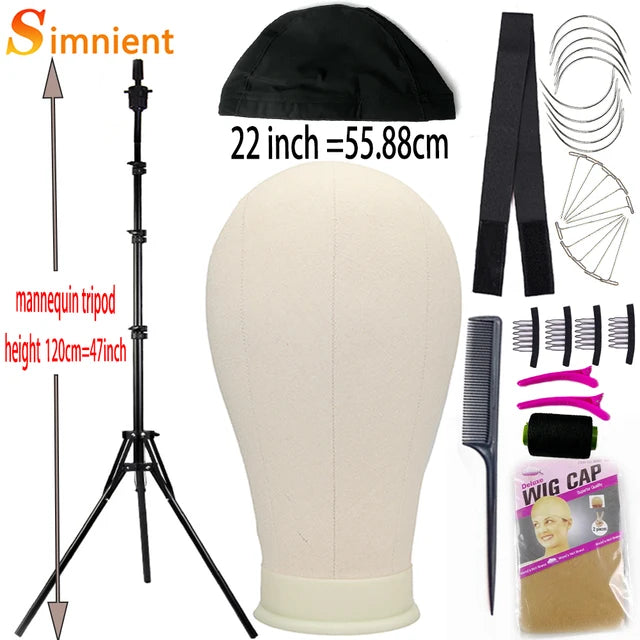 Training Mannequin Head Canvas Block Head Display Styling Mannequin Manikin Head WigTripod Stand Free Get T Pins Wig Install Kit