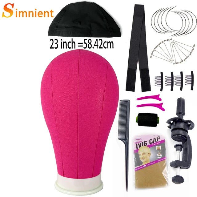Training Mannequin Head Canvas Block Head Display Styling Mannequin Manikin Head WigTripod Stand Free Get T Pins Wig Install Kit