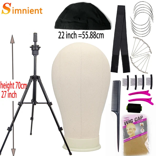Training Mannequin Head Canvas Block Head Display Styling Mannequin Manikin Head WigTripod Stand Free Get T Pins Wig Install Kit