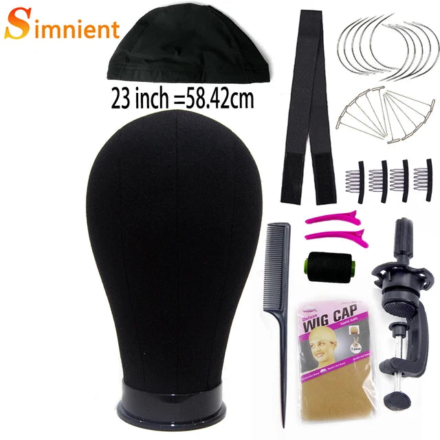 Training Mannequin Head Canvas Block Head Display Styling Mannequin Manikin Head WigTripod Stand Free Get T Pins Wig Install Kit