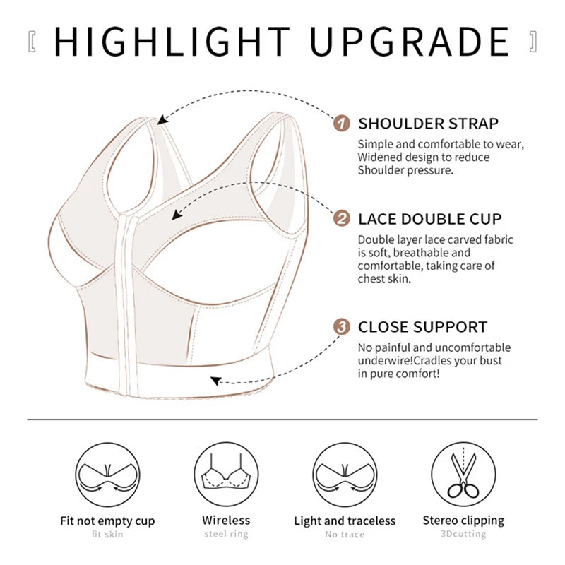 Women 3-in-1 Waist Trainer Shapewear Girdle Push Up Bra Underwear Slimming Corset Tank Top Posture Corrector Tummy Control Vest
