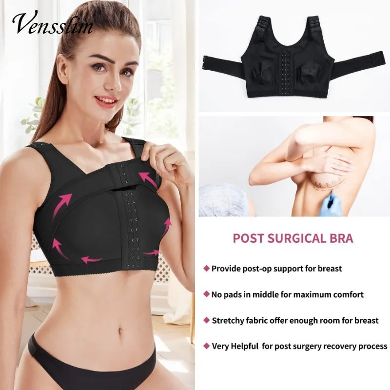 Women Corset Body Shaper Post Surgery Bra Adjustable Push Up Compression Back Support Posture Corrector Shapewear