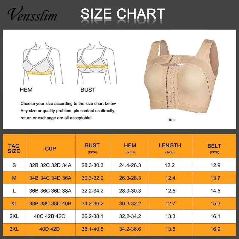 Women Corset Body Shaper Post Surgery Bra Adjustable Push Up Compression Back Support Posture Corrector Shapewear